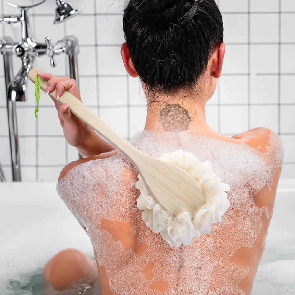 EcoTools 2-in-1 Bath Brush, Shower Loofah with Ergonomic Handle Back Brush